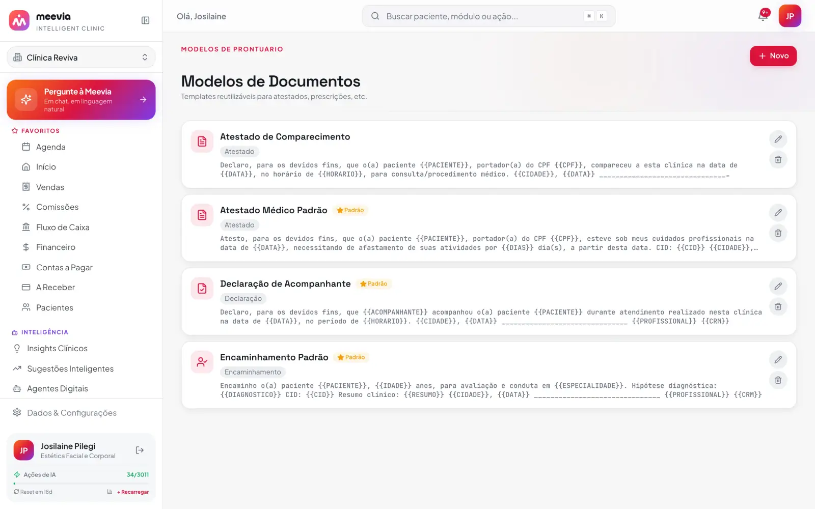 Templates de prontuário e documentos prontos